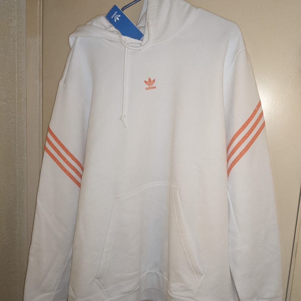 NWT ADIDAS ORIGINALS SWAROVSKI TREFOIL PULLOVER HOODIE WHITE GS2634 Sz XL or 2XL - Picture 4 of 10